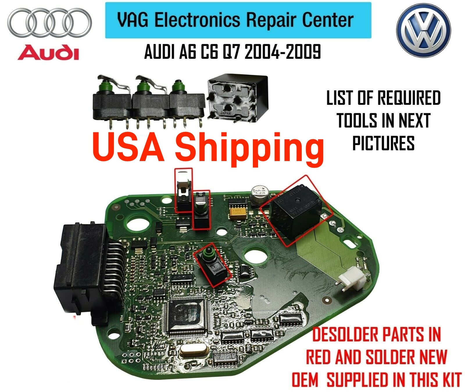 Steering Lock Module 4F0905852B Repair Kit For Audi A6 C6 Q7